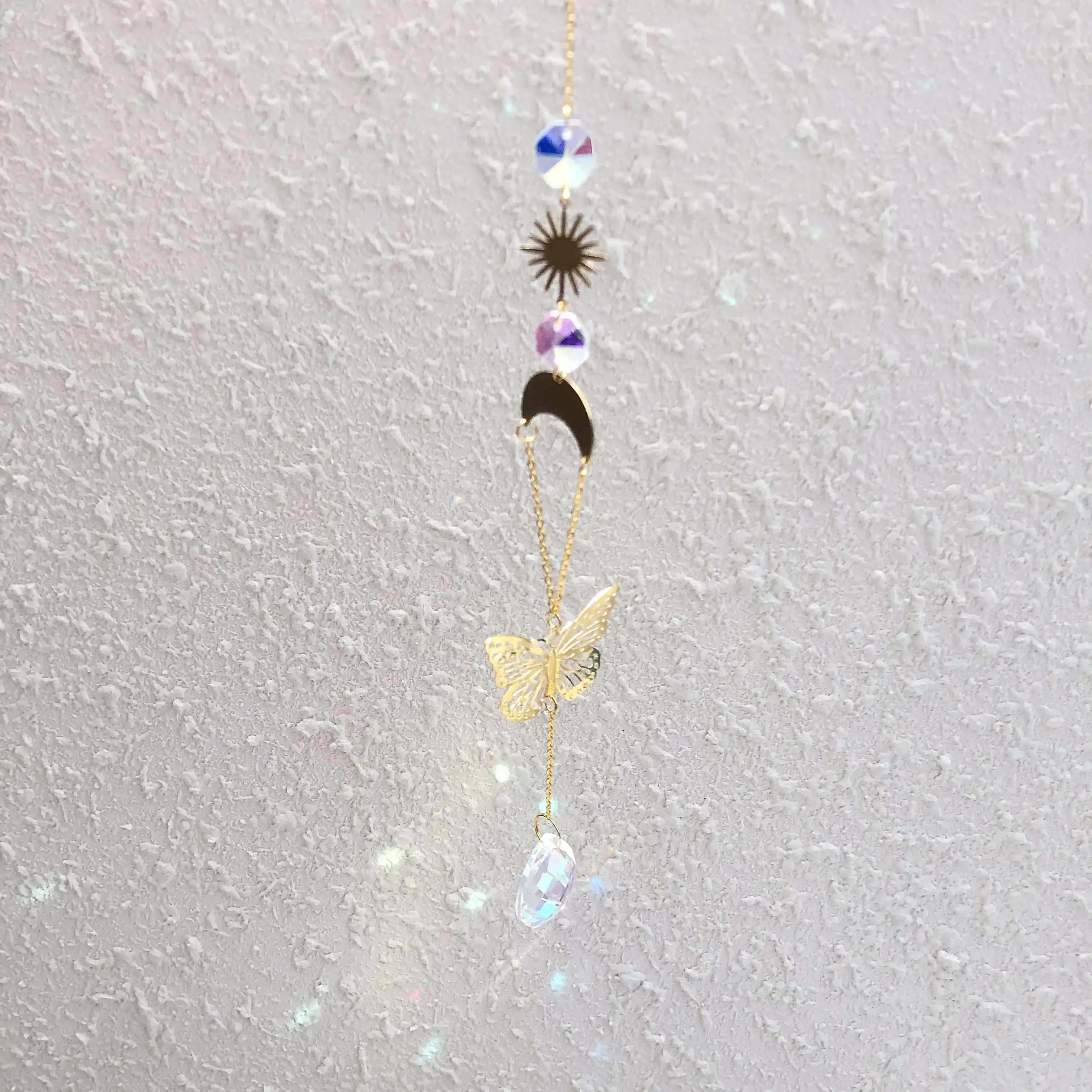 Дропшиппинг, витражное стекло в виде бабочки, Ловец солнца с металлическим шармом, украшение для дома