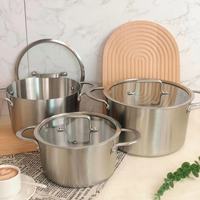 Casserole en acier inoxydable de haute qualité Zhenneng, marmite à soupe, marmite à fond épais, grande capacité 20 cm avec couvercle en verre pour restaurant