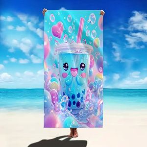 Serviette de plage personnalisée avec nom, couleur menthe, pour anniversaire, vacances, cadeau, serviette de bain - Product Image 3