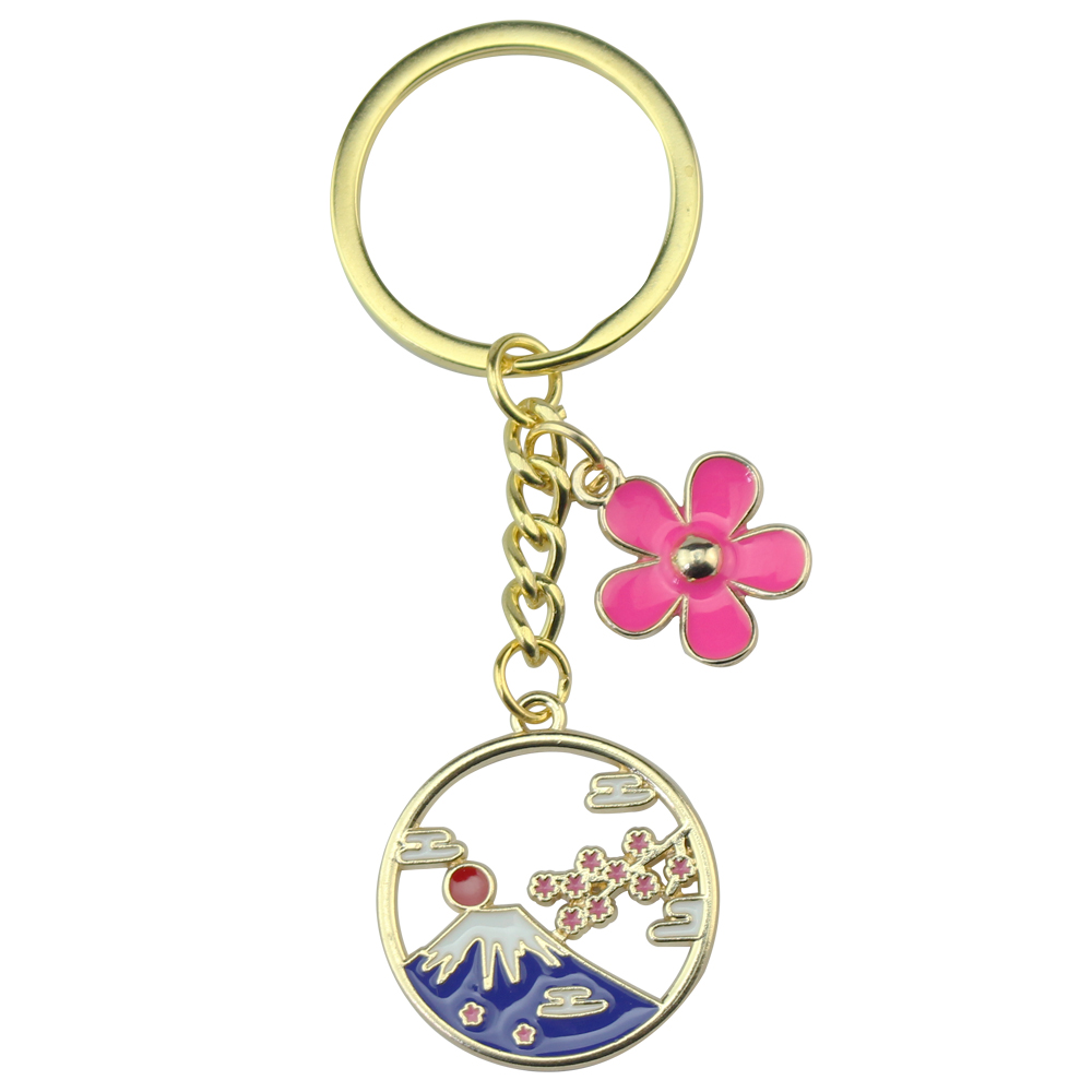 Lovely Japanese Style Keychains Cherry Blossom Kimono Umbrella Key Rings For Women Girls Friendship Gift Handmade Jewlery