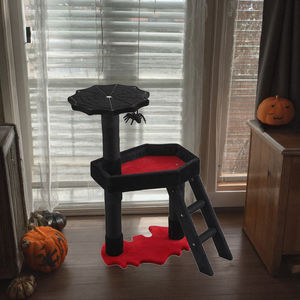 Rak kucing gaya Gotik dengan laba-laba <span class=keywords><strong>Web</strong></span> papan garuk bahan bulu kucing peliharaan pohon memanjat artefak Halloween mainan kucing - Product Image 4