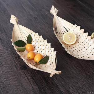 Panier à fruits en bambou tressé en forme de bateau, petit plateau décoratif naturel de style japonais pour la décoration de la maison - Product Image 5