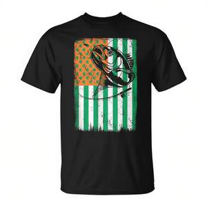 Camiseta de pescador con bandera irlandesa americana para el día de San Patricio, pesca de lubina - Product Image 2