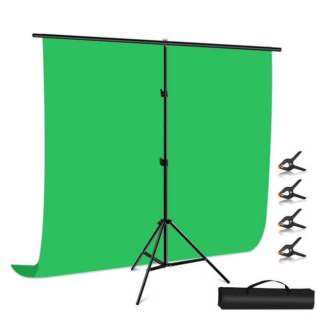 T-Shape Photo Photography Background With Backdrop Stand, PULUZ 2x2m Camera Green Backdrop Photography Background