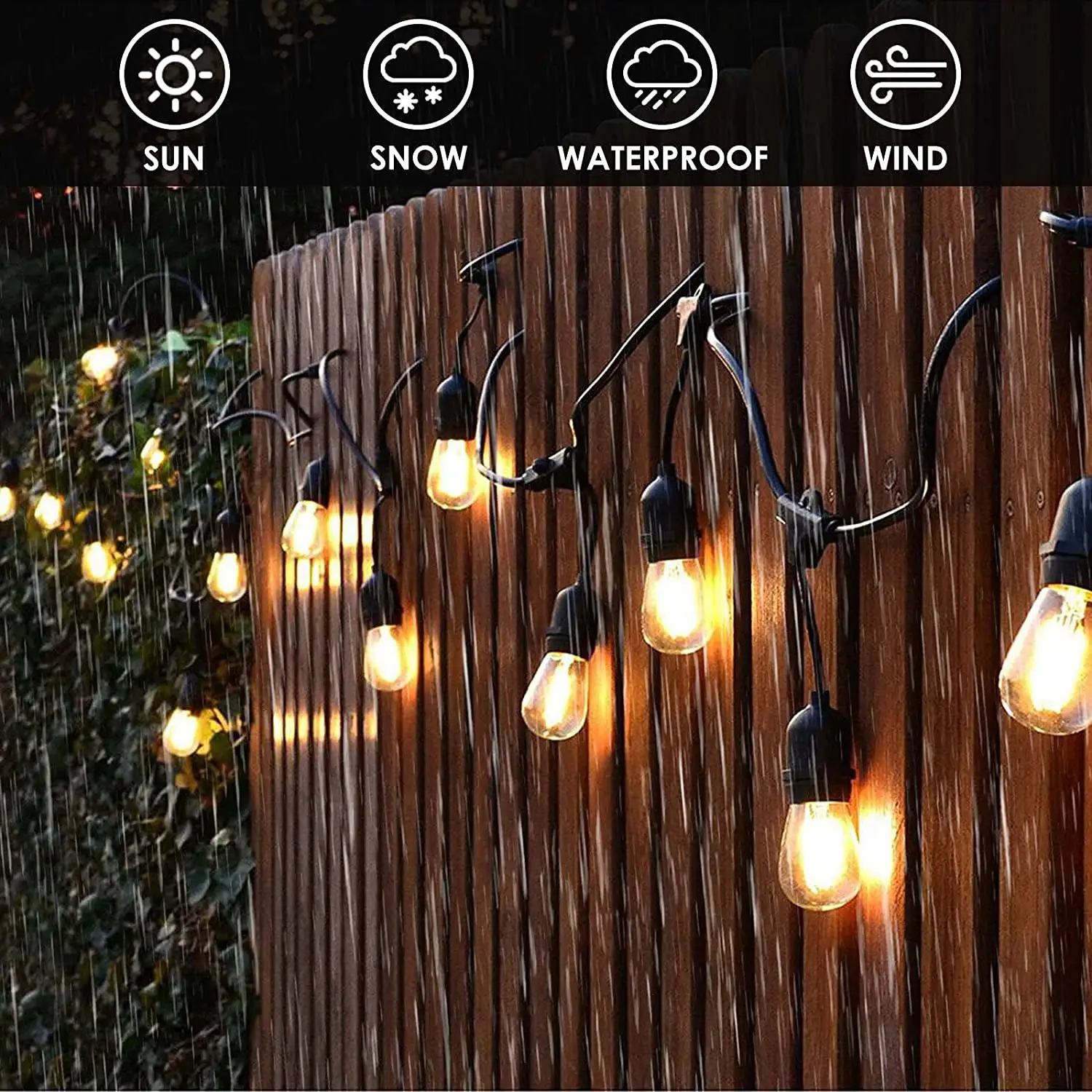 IP65 Commercial Grade 15M LED Party Beleuchtung Outdoor S14 Lichterketten für Patio Garden Holiday Hochzeits licht