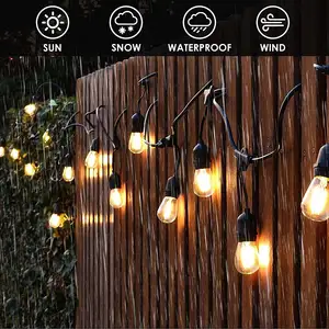 Guirlande lumineuse de fête LED S14 15M, IP65, de qualité commerciale, éclairage d'extérieur, pour Patio, jardin, vacances, mariage