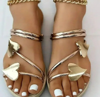 Sandales plates d'été sexy pour femmes en PU avec coussin d'air et accessoires métalliques, légères, pour la plage et les vacances