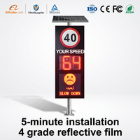 Panneau de signalisation routière LED intelligent SHENGHAO avec capteur de vitesse radar Doppler solaire, écran de 18 pouces et film réfléchissant de quatrième qualité