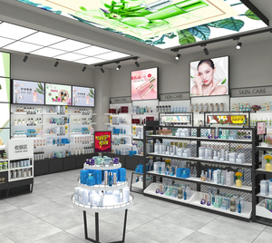 Estante de exhibición de cosméticos personalizado de una sola parada, estante de maquillaje con luz LED para tienda - Product Image 5