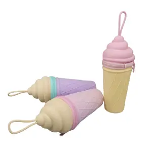 Estuche de papelería de cono de helado de moda para niños, regalos fáciles de limpiar y ecológicos para niños