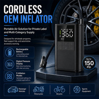 Kabelloser Mini 12V Wiederaufladbarer 4000mAh 150PSI Tragbarer LED-Display Einzylinder-Reifenfüller für Kompaktwagen/Motorräder