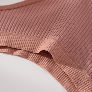 Culottes de bikini côtelées <span class=keywords><strong>sexy</strong></span> transfrontalières en maille respirante pour femmes, style européen et américain, sous-vêtements sportifs taille basse en coton - Product Image 4