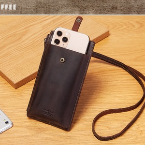 Boshiho - Nueva Bolsa de Hombro de Cuero Genuino para Hombre, Diseño Delgado y Largo, con Cierre de Cremallera, para Teléfono Celular, Tarjetas de Crédito - Product Image 4