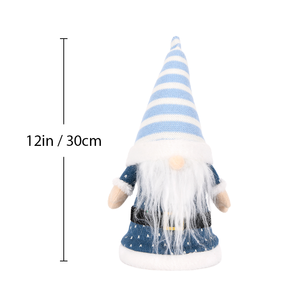 Blue Striped Hat Christmas Gnome Plush Snowflake Coat Tomte Doll with Belt Buckle for <b>Winter</b> Wonderland Shelf <b>Decor</b> - Product Image 3