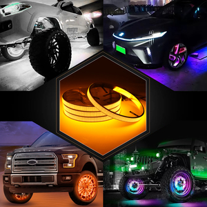 8 rouleaux de lumières LED pour jantes de roues, double rangée, les plus brillantes, série Flow Dream Color, effet de poursuite, étanches, RGB, lumières arrière et d'angle, 12V - Product Image 3