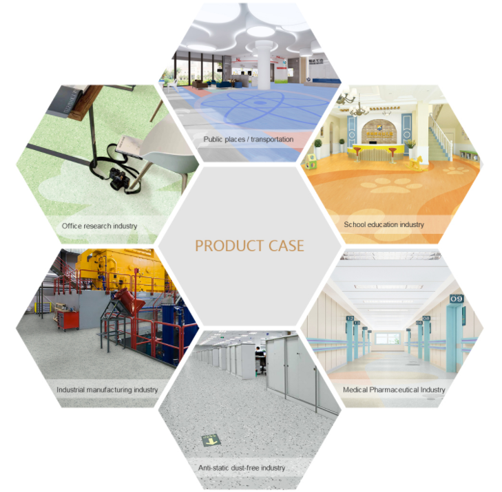 PVC vinly Fireproof homogeneous raised floor for hospital resilient homogeneous pvc non directional flooring roll