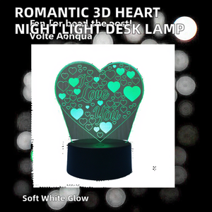 Luz Noturna Decorativa Minimalista em <span class=keywords><strong>LED</strong></span> ABS 3D Ilusão Redonda Branco Quente Romântica I Love U - Product Image 2