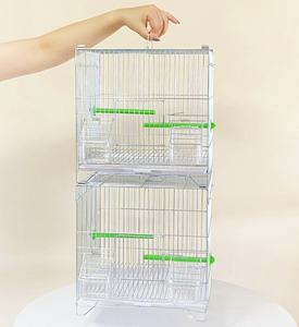Premium galvanizli Metal kuş üreme kafesi harici bardaklar ile pas geçirmez istiflenebilir papağanlar yaşayan kafes demir çelik malzeme - Product Image 5