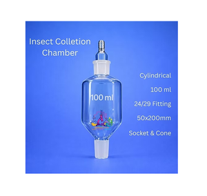 Chambre de collecte d'insectes cylindrique compacte 100 ml en verre borosilicate transparent, récipient de capture d'échantillons, personnalisable OEM - Product Image 2