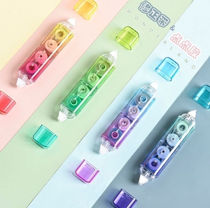 プログレッシブカラー修正テープ学生用ポータブル多機能エラー修正透明プラスチックドット接着剤2-in-1 16m 5mm - Product Image 1