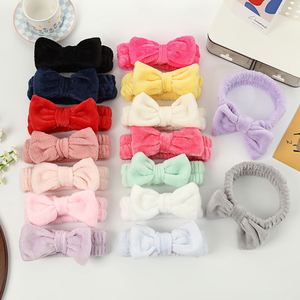 Korean Style Bowknot <b>Headband</b> Women Soft Plush Face Wash Hair Band Candy Color Skincare Spa Makeup Beauty Hair Accessories - Product Image 1