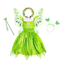 Robe de princesse verte elfe très populaire, costume de Tinkerbell pour Halloween et fêtes d'anniversaire