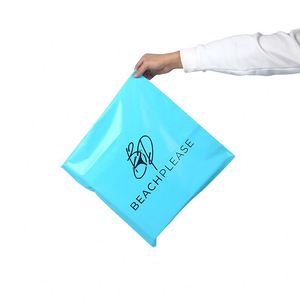 Sac d'expédition express bleu, sac de courrier biodégradable, résistant, à fermeture solide, en plastique, pour la livraison de colis - Product Image 2