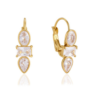 Boucles d'oreilles clous Jeding en acier inoxydable plaqué or 18 carats avec zircon, sensation de luxe léger, ne ternissent pas, pour femme, transfrontalier - Product Image 5