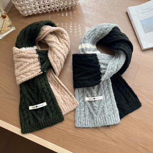 ผ้าพันคอไหมพรมถักแบบสบายๆ สำหรับฤดูหนาว ทำจากขนสัตว์และอะคริลิก ให้ความอบอุ่น หนานุ่ม ดีไซน์เรียบง่าย สีสันแบบบล็อกสี ลายเกลียวแบบขนมปังทอด สำหรับคู่รัก - Product Image 3
