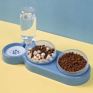 Bol d'alimentation pour chat avec distributeur d'eau automatique, double bol en forme d'escargot pour chats, conception de protection du cou - Product Image 1