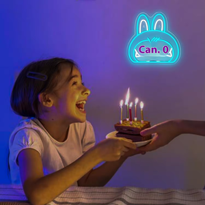 Enseigne néon LED IP65 <span class=keywords><strong>Rab</strong></span> dessin animé, guirlandes lumineuses à intensité variable, décoration murale mignonne, accessoires de fête d'anniversaire, à suspendre pour chambre de fille - Product Image 3
