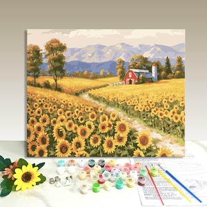 Kit de Pintura por Números al por Mayor: Campo de Girasoles en Lienzo con Pinturas y Pinceles para Adultos y Niños, Decoración DIY para el Hogar - Product Image 1