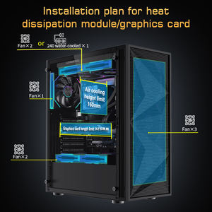 Boîtier d'ordinateur Lovingcool avec façade en maille et panneau latéral en verre, compatibilité complète avec les cartes mères ATX, MATX, ITX, radiateur 240 mm - Product Image 6