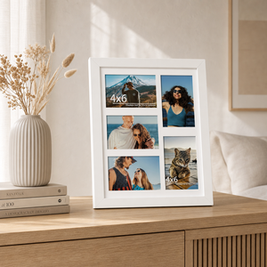 <span class=keywords><strong>Cornice</strong></span> Collage Multi-Foto in Legno Bianco <span class=keywords><strong>da</strong></span> <span class=keywords><strong>Parete</strong></span>, Decorazione per Galleria, <span class=keywords><strong>Cornice</strong></span> per Esposizione Foto di Famiglia - Product Image 5
