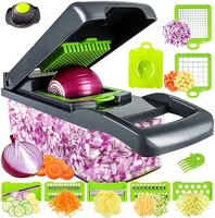 Mandoline de cuisine multi-12 en 1, coupeur manuel de fruits et légumes, trancheur d'oignon, trancheur de légumes, hacheur de légumes