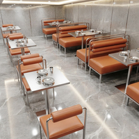 Mobilier de restaurant en gros : Banquettes en métal et cuir avec table, chaises et tables de restauration rapide
