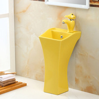 Lavabo sur pied pour enfants, en céramique multicolores, style dessin animé mignon, pour les toilettes scolaires