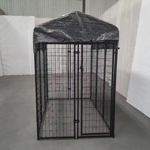Modern siyah renk ağır modüler kaynaklı Metal örgü açık ev sandık evcil hayvan kafesi köpek kulübesi köpek Run fabrika satış - Product Image 5