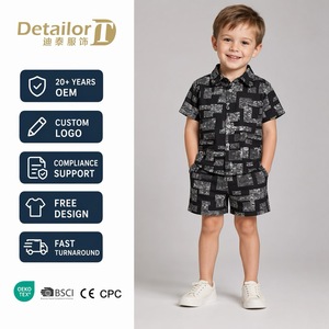 Vêtements pour enfants en gros, ensemble deux pièces décontracté pour garçons, été, sport, mode enfant, dessin animé, manches courtes, tenue pour bébé - Product Image 1