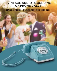 Audio Guestbook Wedding Retro Desktop Phone Vintage Antique Voice Guest Book Telephone Recorder With TF Card Wedding Guest Book