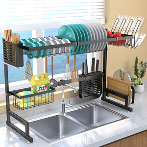 Rack Over Sink Dish Drying Rack 25.5~36.6" Adjustable Shelf Rack Large Dish Drainer Storage Rack Space Saver