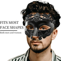 Masque de mascarade pour hommes - Masque romain grec - Demi-masque vénitien pour bal masqué, Mardi Gras, fête d'Halloween