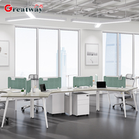 Mobili per Ufficio Moderni, Scrivania Workstation per 2-4 Persone con Schermo Privacy e Gestione Cavi per Spazi di Lavoro Commerciali