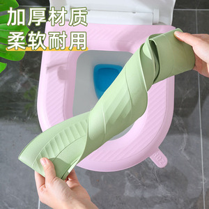 ฝาครอบที่นั่งชักโครก แผ่นซิลิโคนโฟม กันน้ำ ซักได้ สำหรับทุกฤดูกาล - Product Image 2