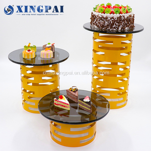 Xingpai tự chọn thiết bị vòng kim loại bánh đứng tiệc cưới tự chọn hiển thị thực phẩm đứng với kính đen tấm - Product Image 4