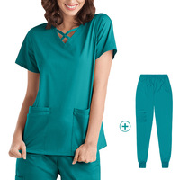 Été Respirant Clinique Dentaire Chirurgicale Infirmière Médecin Scrubs Uniforme Logo Personnalisé Salon de Beauté Esthéticienne Scrubs Top Pantalon Suit