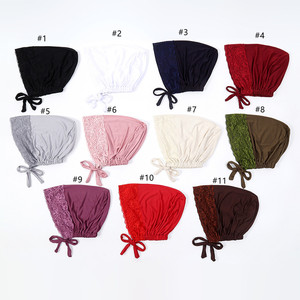 <span class=keywords><strong>Bonnet</strong></span> Turban Doux à <span class=keywords><strong>Nouer</strong></span>, en Jersey Stretch, <span class=keywords><strong>Sous</strong></span>-<span class=keywords><strong>Hijab</strong></span>, Voile de Tête pour Femme Musulmane, avec Capuches en Patchwork de Dentelle et Dos Élastique - Product Image 2