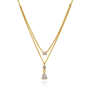 Collar Doble de Acero Inoxidable con Logotipo Personalizado, Resistente al Deslustre, Impermeable, Chapado en Oro de 18k, con Circonitas, para Mujer - Product Image 5