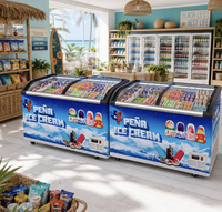 Vitrine de présentation de crèmes glacées avec porte en verre trempé, congélateurs horizontaux pour supermarchés