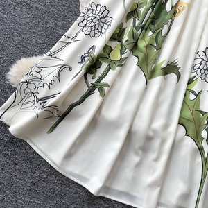 Robe élégante à imprimé floral, col rond, taille cintrée, coupe évasée, qualité supérieure, pour femmes - Product Image 5